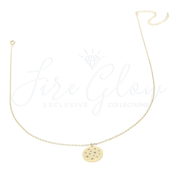 Gold Studded Disc Pendant Necklace - Picture 2 of 8